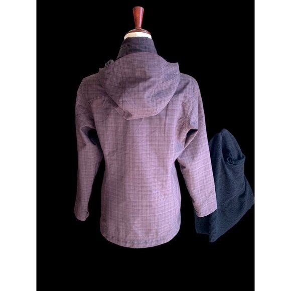 REI Lavender Purple Plaid Rain Jacket Detachable Hood Women's Size Small EUC - Picture 7 of 9